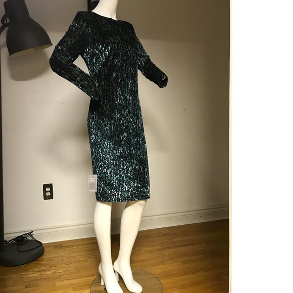More Sz 2 PLUS 22w Roxy Earle Le Chateau Green leopard Velvet Shiny Disco dress - Picture 3 of 6